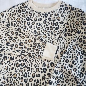 Zara Girls 13/14 Leopard Print Pullover Sweatshirt Long Sleeve Top